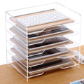 Sanrui Acrylic Paper Organizer Letter Tray For Desk, 5 Tier Enlarged File Sorter,Clear File Holder Desktop Shelf Document Storag