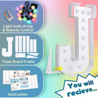Imprsv 4Ft Colorful Marquee Light Up Letters J, 18 Colors Light Up Letters Alphabet Sign With Remote, One Letters First Birthday