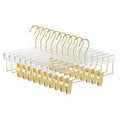 UEAKPIC Clear Gold Acrylic Pants Hangers 10 Pack with Adjustable Clips
