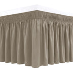 Biscaynebay Wrap Around Bed Skirts For Full & Full Xl Beds 15' Drop, Taupe Adjustable Elastic Dust Ruffles Easy Fit Wrinkle & F