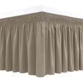 Biscaynebay Wrap Around Bed Skirts For Queen Size Beds 18' Drop, Taupe Adjustable Elastic Dust Ruffles Easy Fit Wrinkle Resista