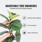 Vevor Artificial Fiddle Leaf Fig Tree, 5 Ft, Secure Pe Material & Anti-Tip Tilt Protection Low-Maintenance Faux Plant, Lifelike