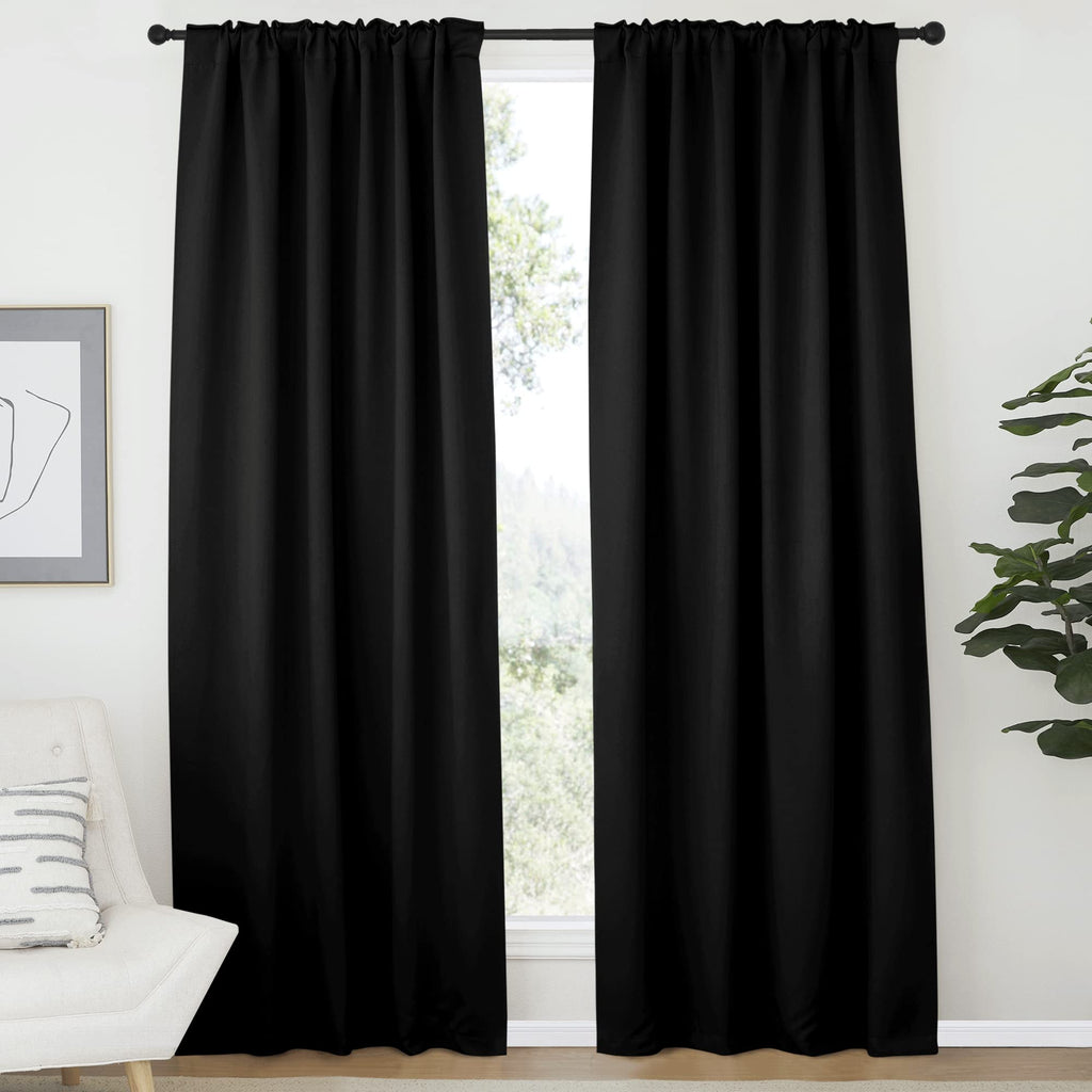 Nicetown Halloween Living Room Blackout Draperies Curtains - (Black Color) W52 X L72, 2 Pieces, Room Darkening Window Blackout D