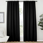 Nicetown Halloween Living Room Blackout Draperies Curtains - (Black Color) W52 X L72, 2 Pieces, Room Darkening Window Blackout D