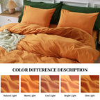 Nexhome Pro Duvet Cover Set Oversized Queen 98'X98' Linen Look Textured Organic Natural 100% Washed Cotton Duvet Cover 3 Piece