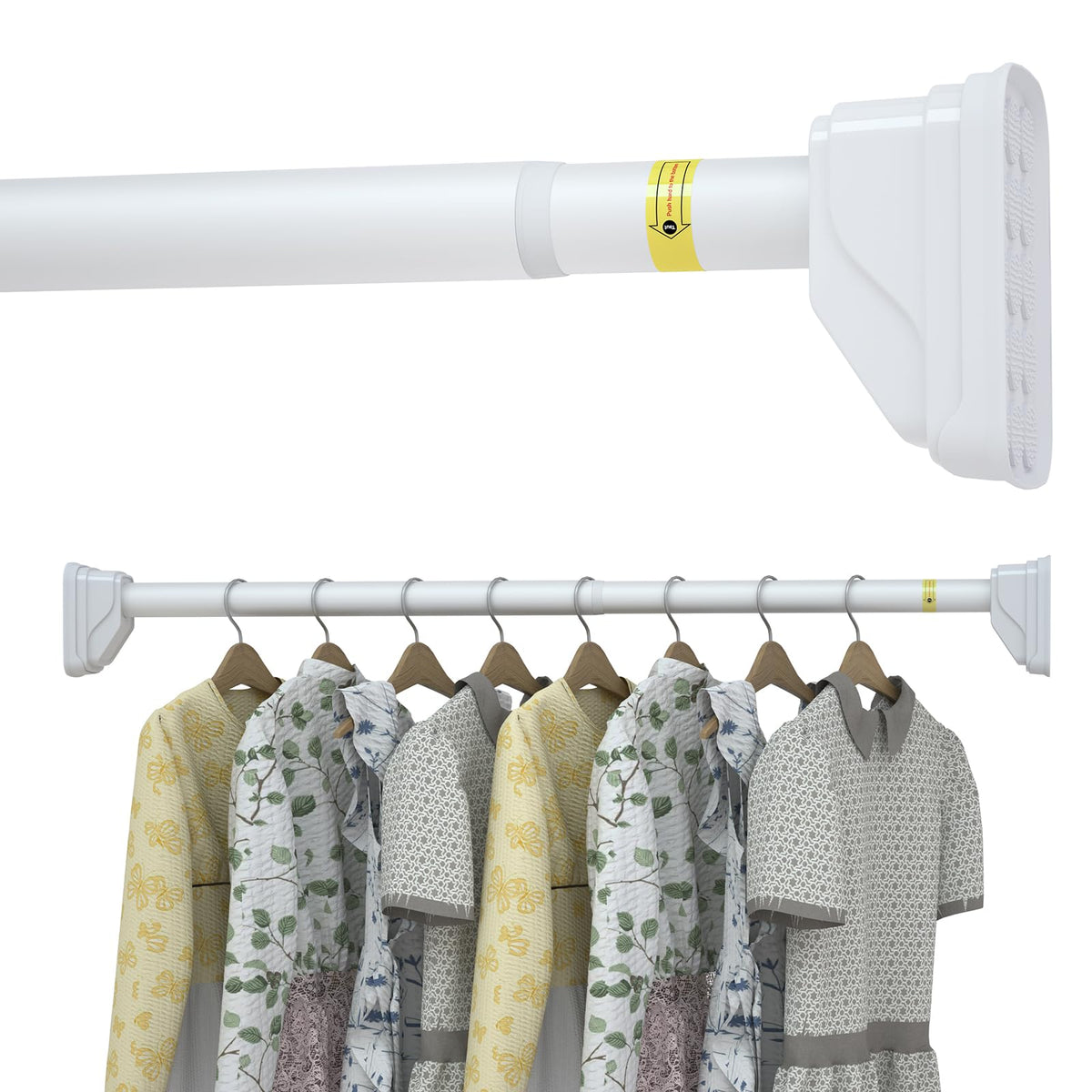 NoDrill HeavyDuty Carbon Steel Closet Rod, White, 2130 inch