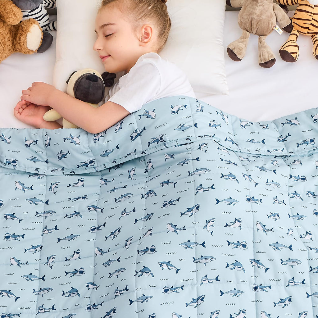 Yescool Weighted Blanket 5 Pounds Cooling Weighted Lap Blanket, Shark Heavy Blanket For Sleeping, Washable Weighted Throw Blanke