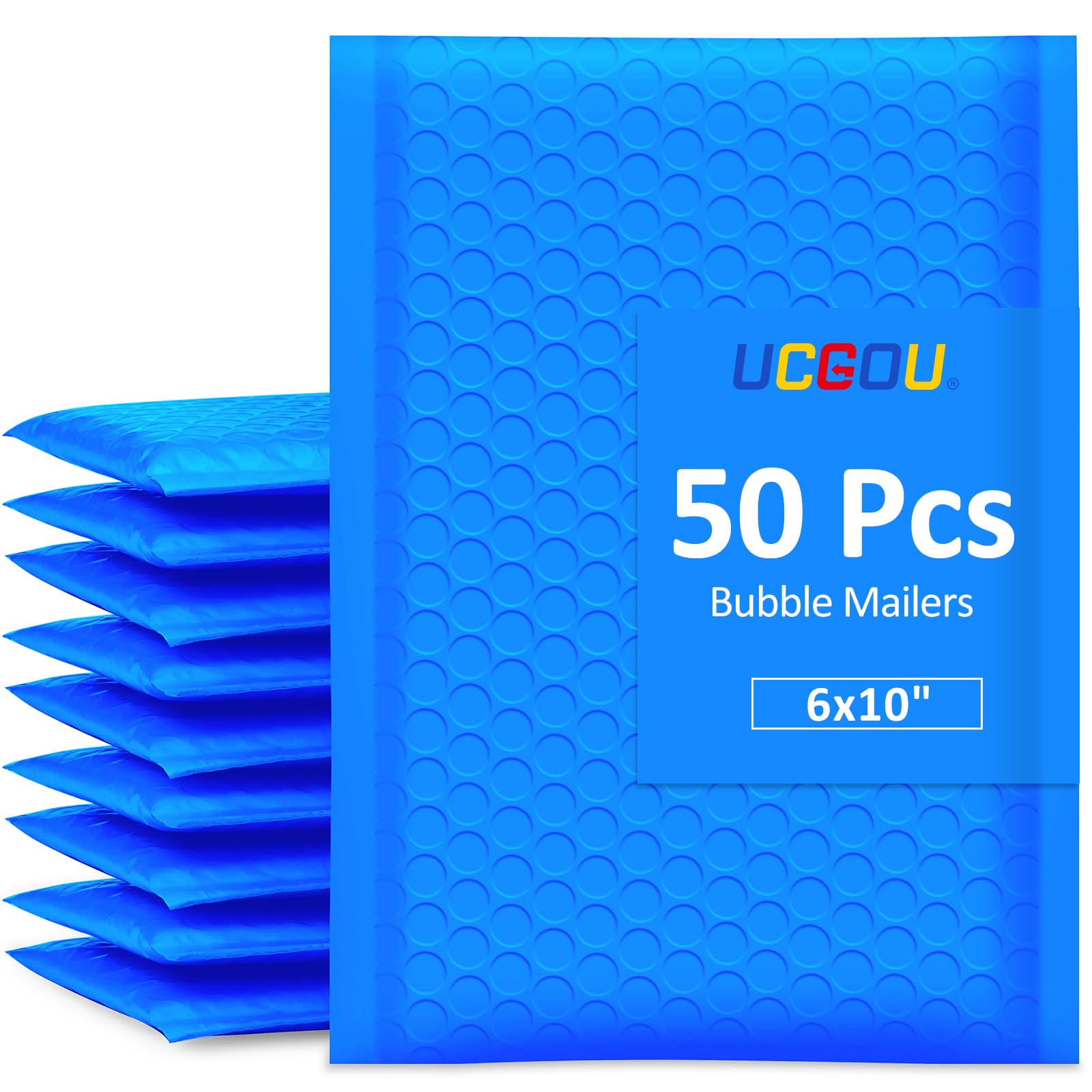 Ucgou Bubble Mailers 6X10 Inch Blue 50 Pack Poly Padded Envelopes Small Business Mailing Packages Opaque Self Seal Adhesive Wate