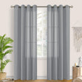 Bgment Grey Sheer Curtains 84 Inches Long For Bedroom, Grommet Linen Look Semi Sheer Casual Light Filtering Textured Privacy Cur