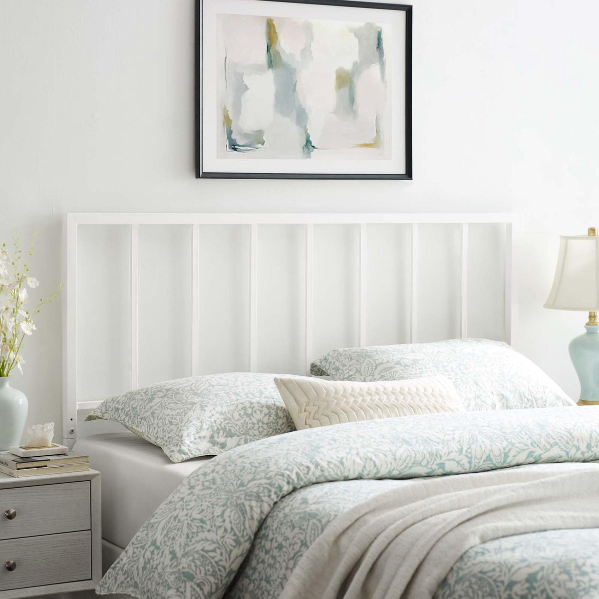 Modway Tatum Modern Farmhouse Metal Full Headboard In White