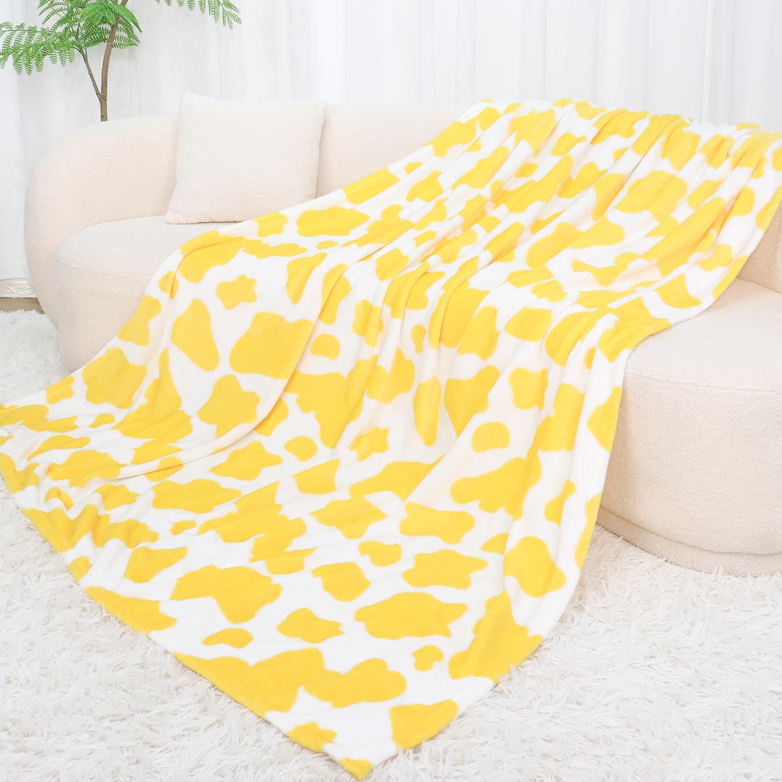 Fleece Twin Blanket For Bed Yellow Throw Blanket Cozy Fuzzy Bed Blanket Lightweight Soft Blanket For Couch Home Decor Bedroom 60