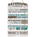 KAIRNE Bathroom Rules Wooden Decor,Wash Hands Sign Wood Plaques,Washroom Accessories,Farmhouse Wall Hanging Signs Wooden Wall Ar
