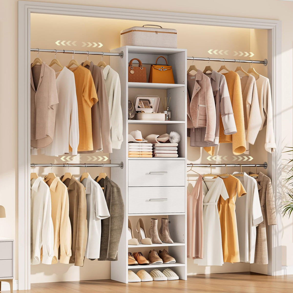 Walkin Closet System, Wall Mounted Garment Rack, Closet Shelving White