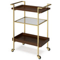 SIMPLIHOME Jace SOLID MANGO WOOD Industrial Contemporary 26 inch Wide Bar Cart in Cognac for the Living room, dining room and ki