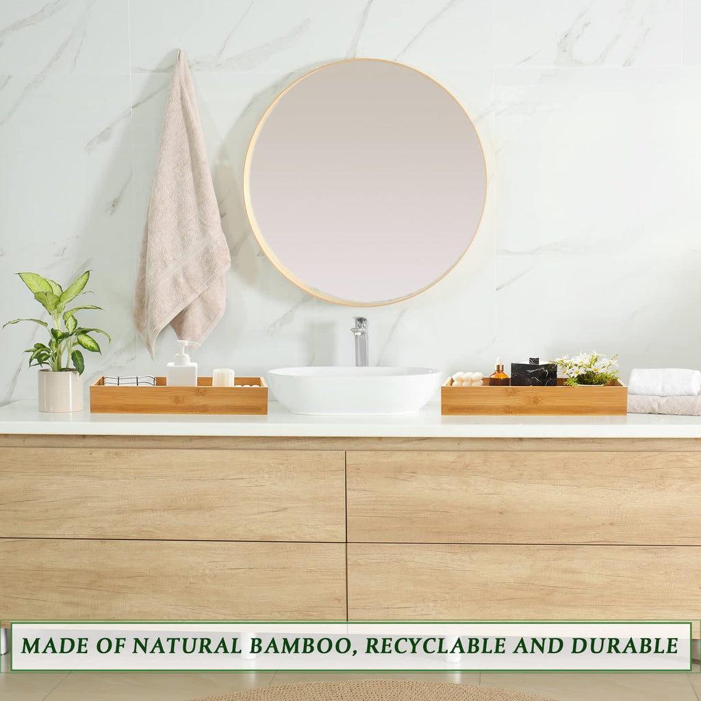2 Pcs Bamboo Toilet Tank Tray Bathroom Trays Bamboo Bathroom Organizer Wood Toilet Paper Basket With Handles Bamboo Bathroom Box
