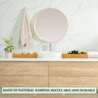 2 Pcs Bamboo Toilet Tank Tray Bathroom Trays Bamboo Bathroom Organizer Wood Toilet Paper Basket With Handles Bamboo Bathroom Box