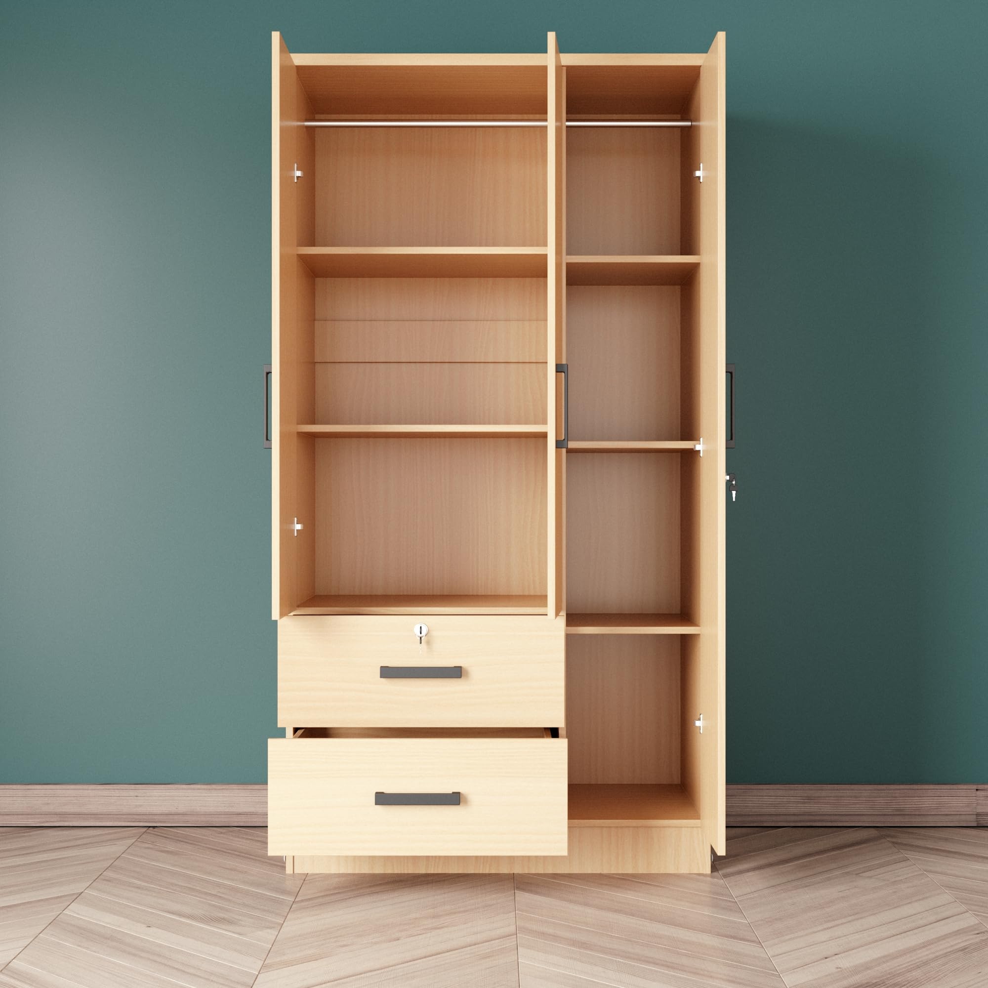 Woodpeckers Furniture And Mattress Symphony Wardrobe Closet with Two Drawers (Beech)