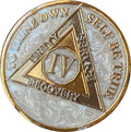 4 Year Aa Medallion Opulent Pearl Silver Swirl Tri-Plate Sobriety Chip
