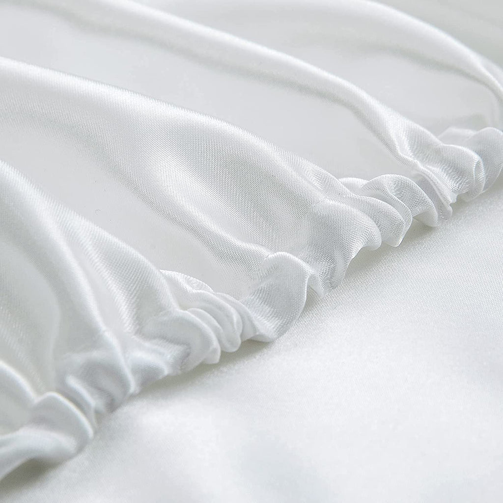 Homiest White Satin Fitted Sheet Twin Size Fitted Bed Sheet, Deep Pocket Fitted Sheet Only, Luxury & Ultra Soft Bedding Fitted Sheet Single Bottom Bed Sheets Sold Separately