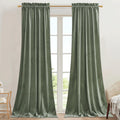 Stangh Nursery Kids Sage Green Velvet Curtains 96 Inches Room Darkening Noise Reducing Sliding Door Covering For Living Room/Clo