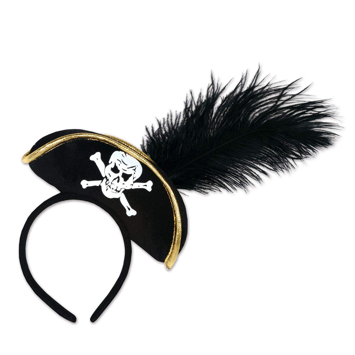 Feather Pirate Hat Headband | Black | 1 Pc.