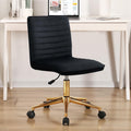 Furnimart Black Swivel Armless Desk Chair with Wheels, Small Velvet Upholstered Home Office Chair Mid-Back Adjustable Chair for 