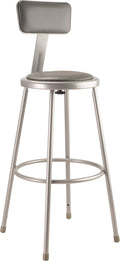National Public Seating Grey Steel Stool With 30" Vinyl Upholstered Seat And Backrest