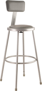 National Public Seating Grey Steel Stool With 30" Vinyl Upholstered Seat And Backrest