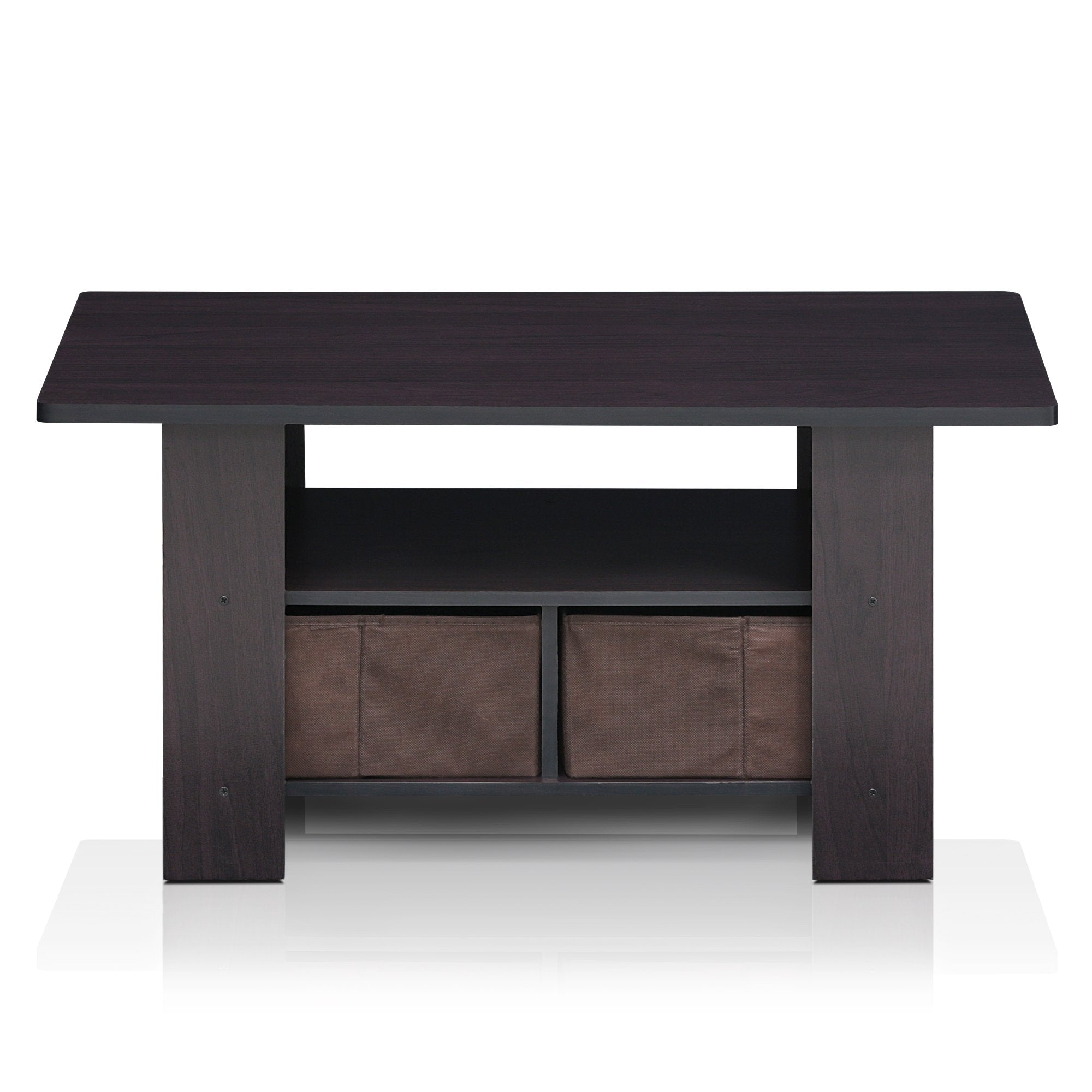 Furinno Andrey Coffee Table With Bin Drawer, Dark Walnut