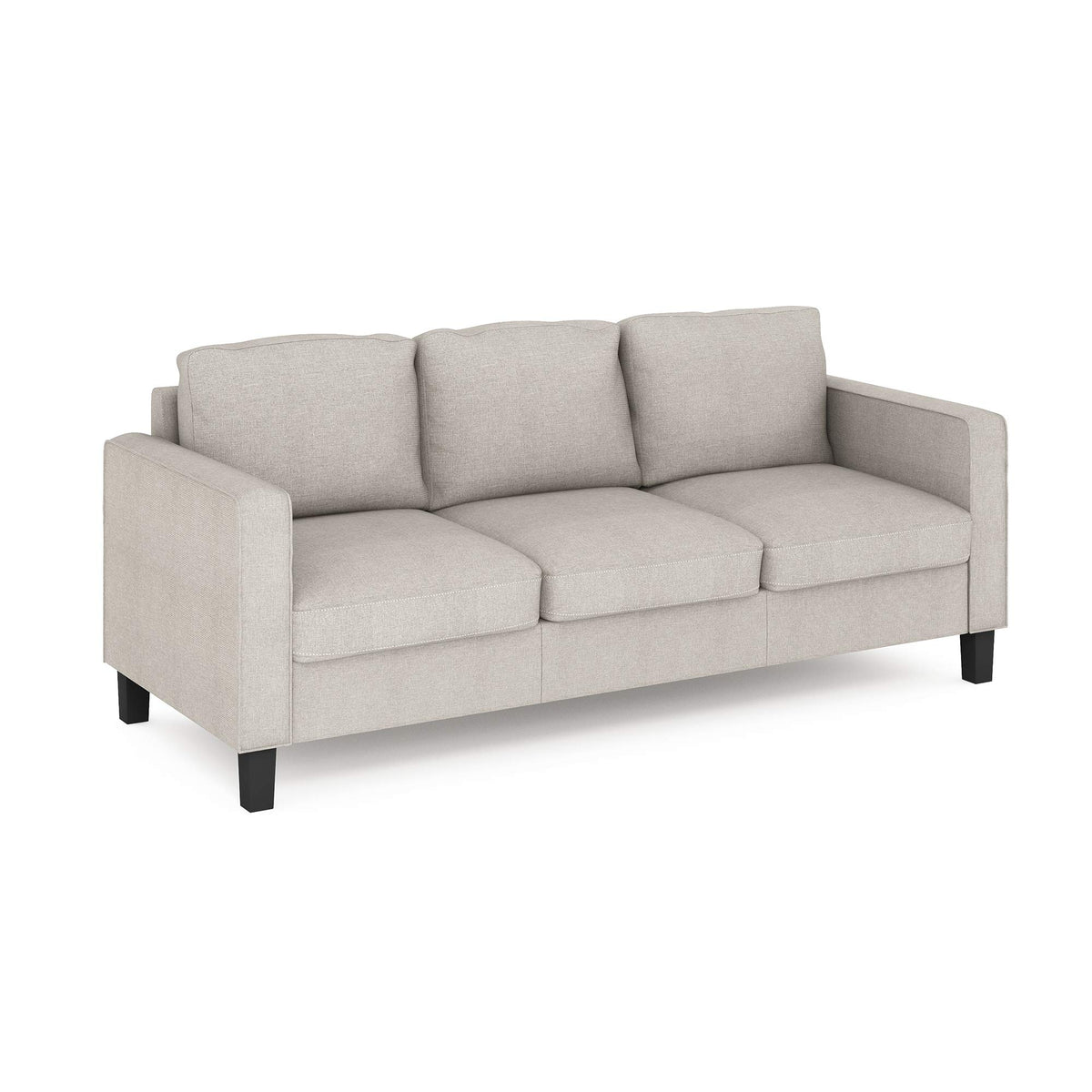 Furinno Bayonne Modern Upholstered 3-Seater Sofa Couch For Living Room, Fog