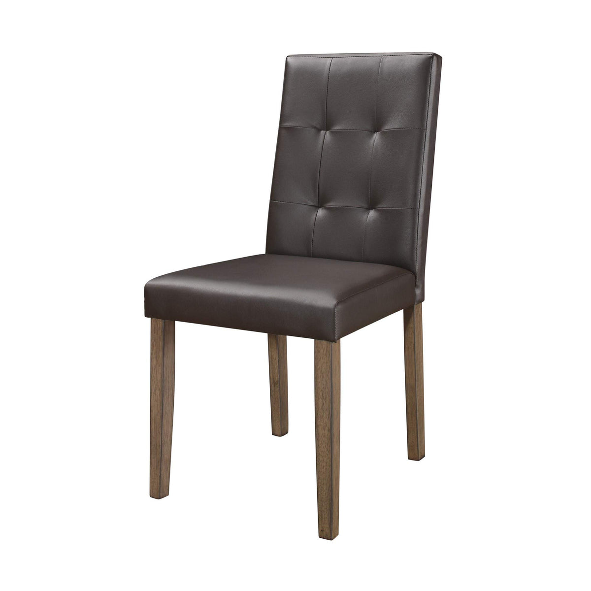 Benjara Leatherette Side Chair With Tufted Backrest, Set Of 2, Brown