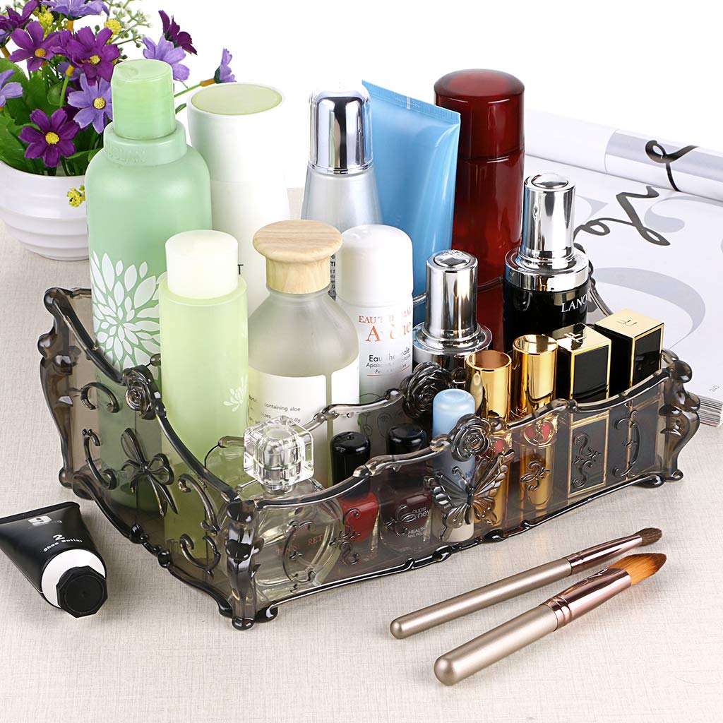 Hipiwe 3 Slots Acrylic Makeup Organizers - Cosmetic Storage Rack Holder, Dresser Vanity Box Desktop Skin Care Products Container