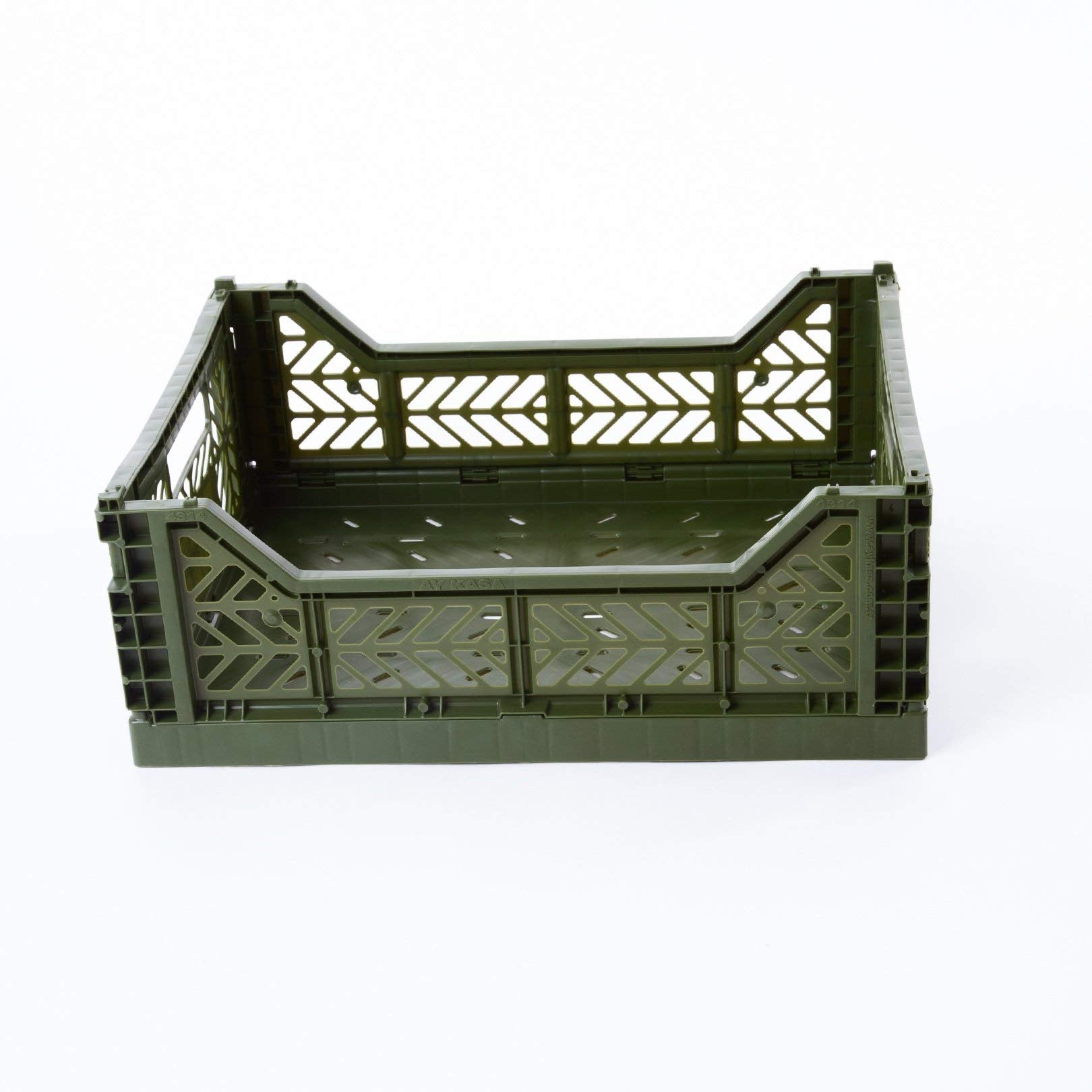 2 X Ay-Kasa - Midi-Box (Khaki) Collapsible Storage Bin Container Basket Tote, Folding Basket Crate Container : Storage, Kitchen,