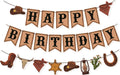 Western Happy Birthday Banner Brown Cowboy Garland Sign for Cowgirl Rodeo Theme Birthday Party Decorations Wild West Country Par