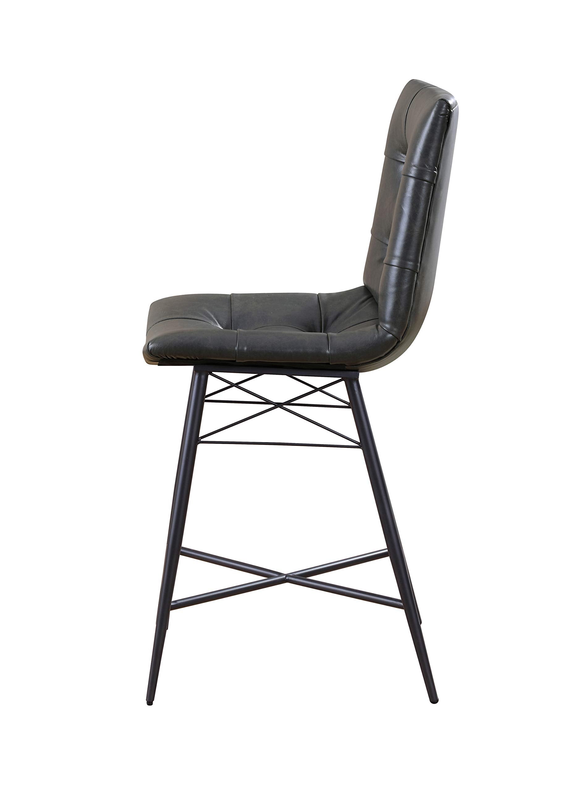 Upholstered Tufted Counter Height Stools Grey (Set of 2)