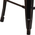 Commercial Grade 24 High Backless Black-Antique Gold Metal Indoor-Outdoor Counter Height Stool with Square Seat