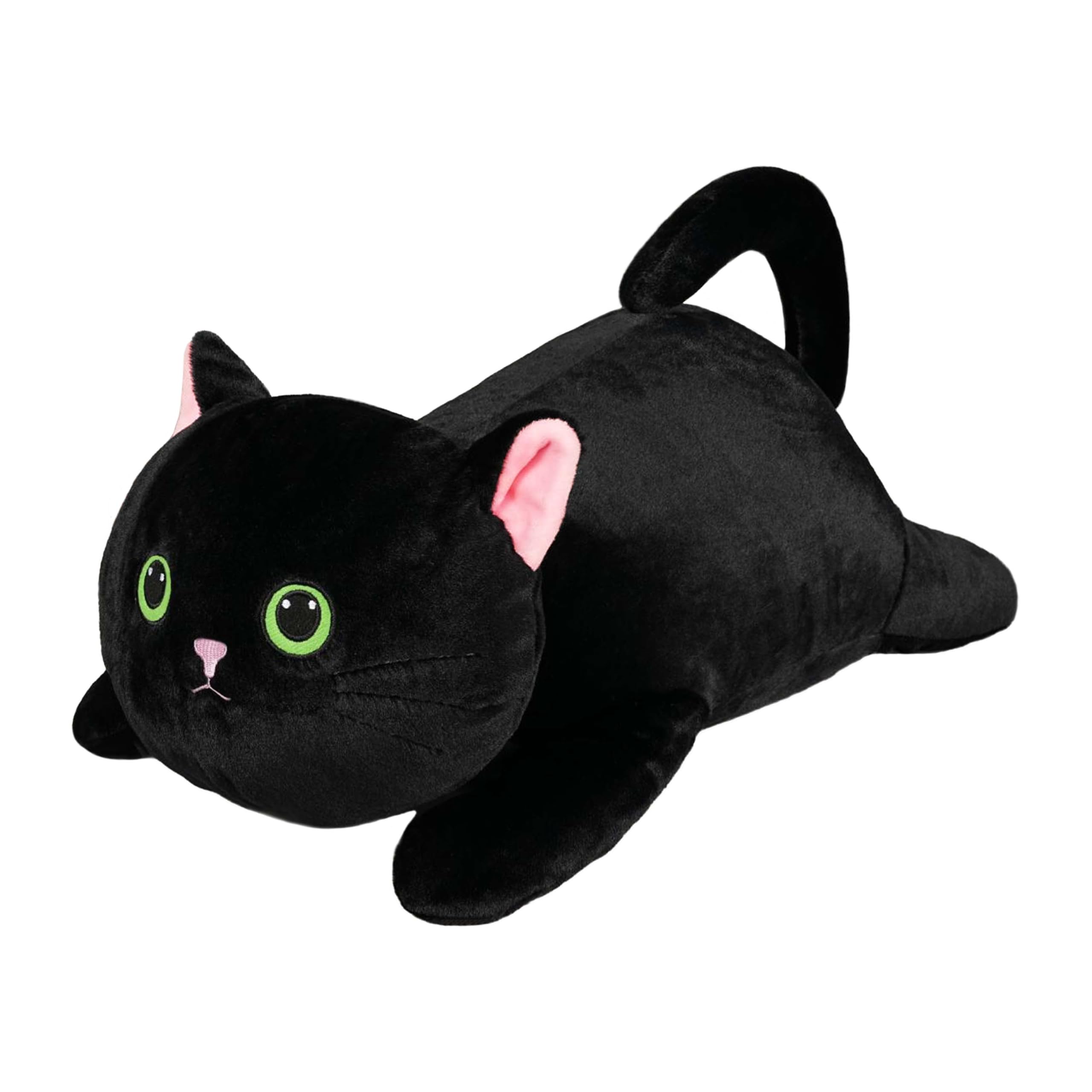 Weighted Stuffed Animals, 4.1 lbs 19 Black Cat Plush Hugging Pillow, Weighted Cat Stuffed Animal Gifts for Kids Boys and Girls