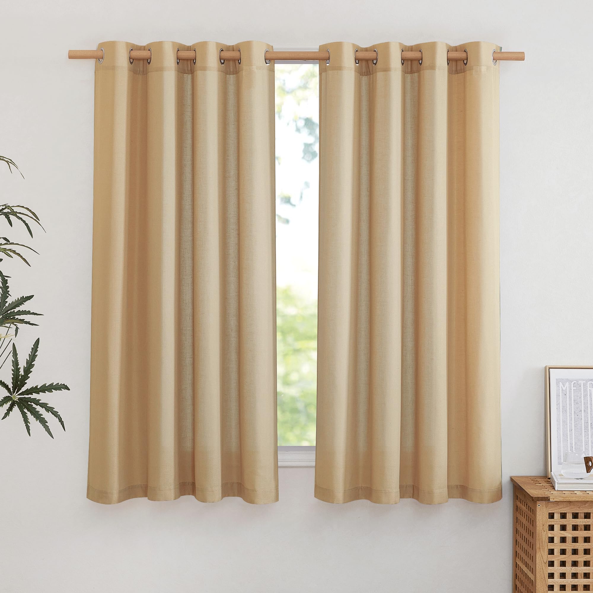 Nicetown Thick Linen Burlap Curtains For Bedroom, Grommet Linen Blend Semitransparent Privacy Added Window Treatments Light Filt