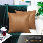 Brawarm Tan Leather Throw Pillows 22 X 22 Inches, Snake Leather Pillow Covers Pack Of 2, Faux Leather Decorative Pillow Covers F