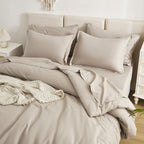 Litanika Twin/Twin Xl Size Comforter Sets Grey Oatmeal - 5 Pieces Bed In A Bag Twin/Twin Xl Beddding Comforter Sets, Solid Light