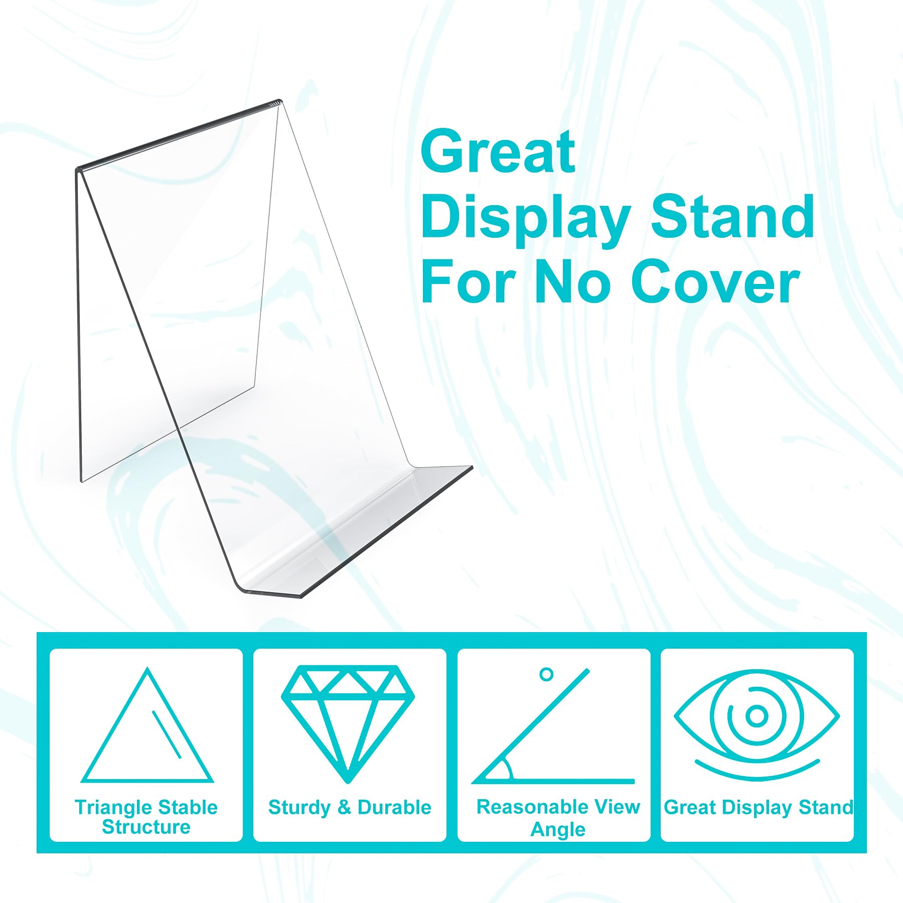 Boloyo Acrylic Book Stand Without Ledge ,6 Inch 6Pc Clear Acrylic Display Easel Transparent Display Stand Holder Tablet Holder F