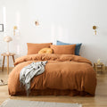 Cottonight Pumpkin Color Comforter Set King Rust Terracotta Bedding Comforter Set Burnt Orange Solid Reddish Brown Blanket Quilt