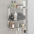 Pivalo 6 in 1 Stainless Steel Bathroom Shelf Multipurpose Home Accessories Organizer Set Corner Wall Mount 3 Layer Rack with Mir