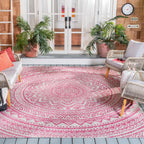 Safavieh Courtyard Collection Area Rug - 9' X 12', Light Grey & Fuchsia, Non-Shedding & Easy Care, Indoor/Outdoor & Washable-Ideal For Patio, Backyard, Mudroom (Cy8734-39712)