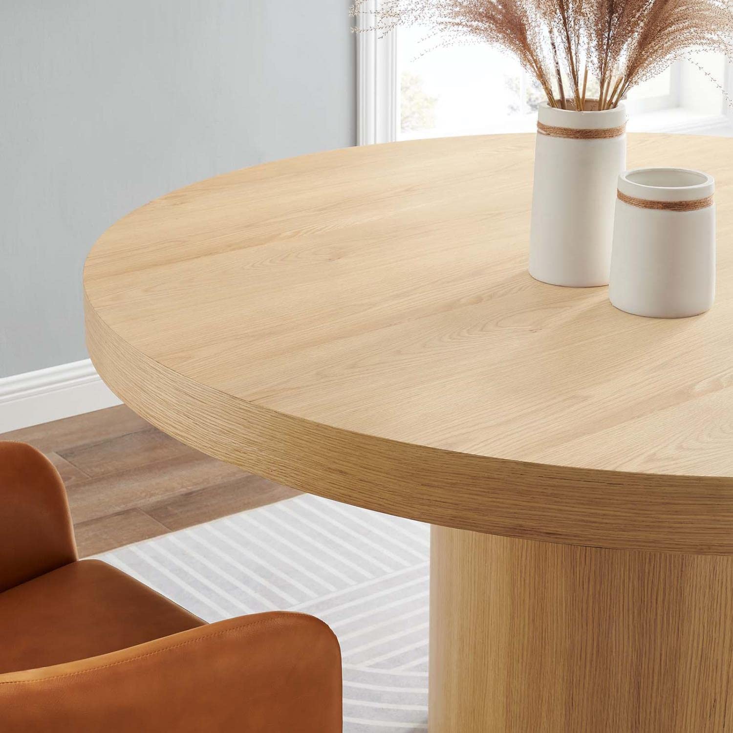 Modway Gratify 59&Quot; Round Mdf Wood Dining Table In Oak Finish