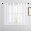 RYB HOME Short Sheer Curtains - Linen Textured Small Window Curtains Semi Sheer Drapes Privacy Breathable Drapery Filter Sunligh