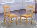 East West Furniture NFC-OAK-W Norfolk Dining Chairs - Slat Back Wooden Seat Chairs, Set of 2, Oak