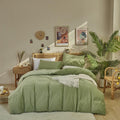 Houseri Sage Green Velvet Comforter Set Queen Fluffy Light Green Micromink Sherpa Bedding Sets Queen Warm 3 Pieces Lightweight D