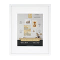 MCS Gallery Wooden Frame for Canvas, Art Boards, Photos and more, White, 16x20 with 11x14 Mat
