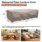 Mrrihand Heavy Duty Patio Furniture Covers, Outdoor Furniture Covers Waterproof Sectional Sofa Set , Patio Table And Chair Set Cover 62'L×42'W×28'H,Brown